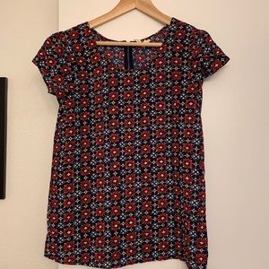 Japna Red/White/Blue Floral Top